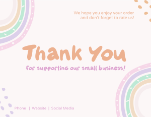 Cute Rainbow Thank You Card Image Preview