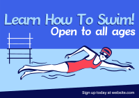 Summer Swimming Lessons Postcard Image Preview