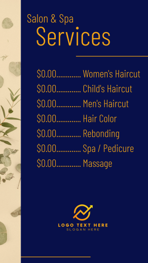 Salon Price List Facebook story Image Preview