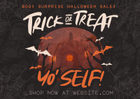 Modern Halloween Surprise Sale Postcard Image Preview