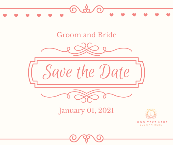 Wedding Save the Date Facebook Post Design Image Preview