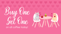 Pet Cafe Valentine Facebook Event Cover Design
