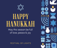 Happy Hanukkah Pattern Facebook Post Design