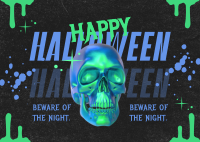 Grunge Futuristic Halloween Postcard Design