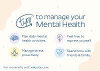 Mental Health Tips Postcard Design