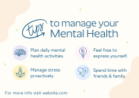 Mental Health Tips Postcard Image Preview