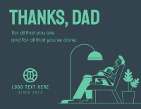 Daddy and Daughter Sleeping Thank You Card Image Preview