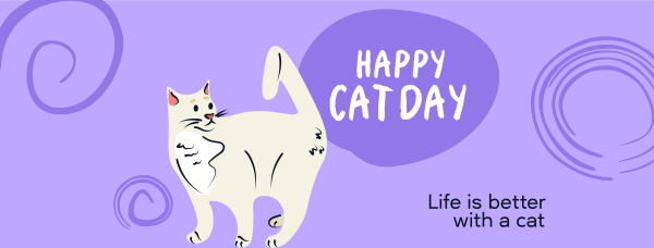 Swirly Cat Day Facebook Cover Design Image Preview