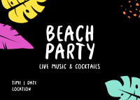 Beach Party Neon Postcard Design