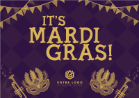 Rustic Mardi Gras Postcard Image Preview