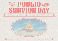 Retro Minimalist Public Service Day Postcard Image Preview