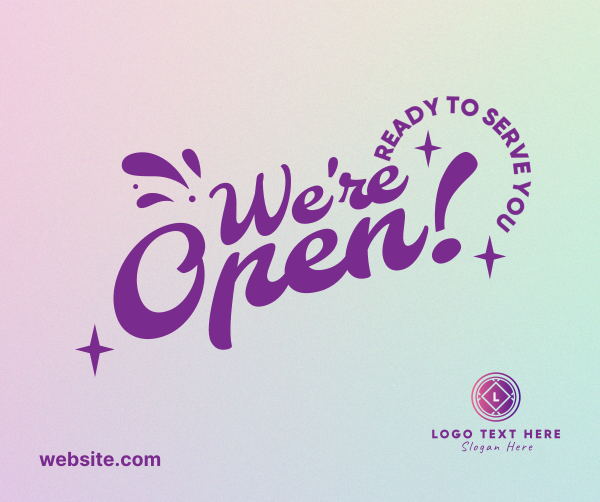 We're Open Funky Facebook Post Design Image Preview