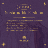 Stylish Chic Sustainable Fashion Tips Instagram Post Design