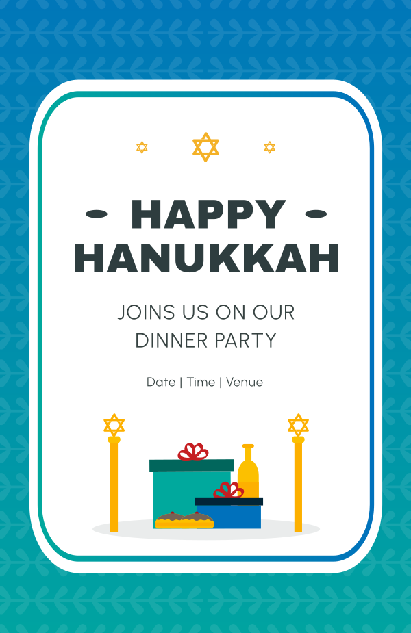Hanukkah Gradient Pattern Invitation Design Image Preview