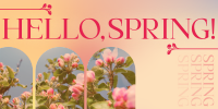 Retro Welcome Spring Twitter Post Design