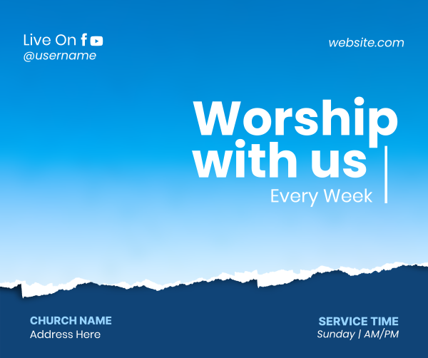 Worship With Us Facebook Post Design Image Preview