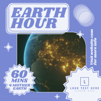 Retro Earth Hour Reminder Instagram Post Design