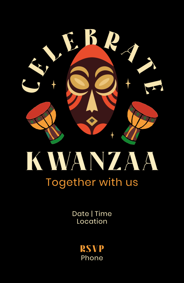 Kwanzaa African Mask  Invitation Design Image Preview