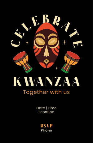 Kwanzaa African Mask  Invitation Image Preview