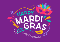 Mardi Gras Mask Postcard Image Preview