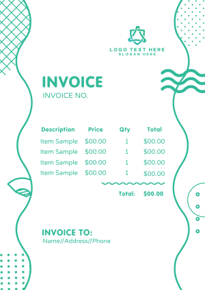 Wavy Memphis Style Invoice Image Preview