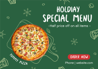 Holiday Pizza Special Postcard Design