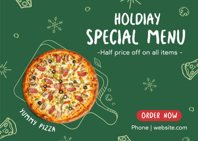 Holiday Pizza Special Postcard Image Preview