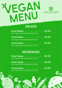 Organic Vegan Price List Menu Design