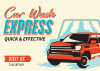 Vintage Auto Car Wash Postcard Design