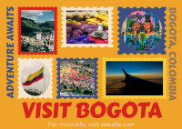 Travel to Colombia Postage Stamps Postcard Design