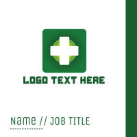 Medical Green Cross App Business Card Design