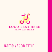 Pink Fancy Letter K Business Card Design