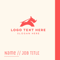 Red Strong Rhinoceros Business Card Design
