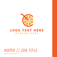 Orange Juice Letter C Business Card Design
