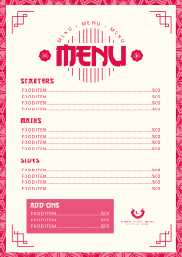 Patterned Oriental Restaurant Menu Preview