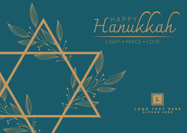Floral Hanukkah Star Postcard Design Image Preview