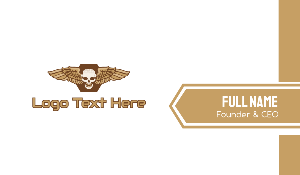 Gold Wing Skull Business Card Design Image Preview