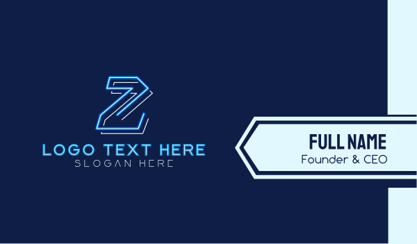 Neon Retro Gaming Letter Z Business Card Design Image Preview