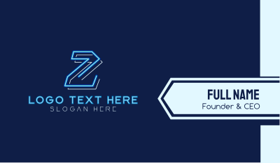 Neon Retro Gaming Letter Z Business Card Image Preview