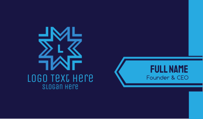 Blue Snowflake Lettermark Business Card Image Preview