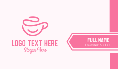 Pink Coffee Cup Monoline Business Card Image Preview