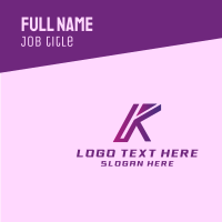 Gradient Purple Tech Letter K Business Card Design
