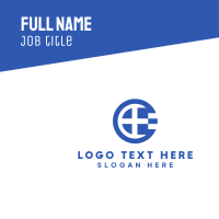 Round Greece Flag Letter E Business Card Design