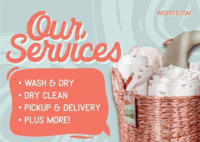 Swirly Laundry Services Postcard Image Preview