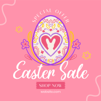 Floral Egg with Easter Bunny and Shapes Sale Instagram Post Design