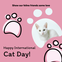 Pink International Cat Day Instagram Post Design