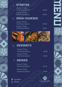 Oriental Pattern Cuisine Menu Preview