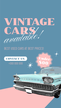 Vintage Cars Available Facebook story Image Preview