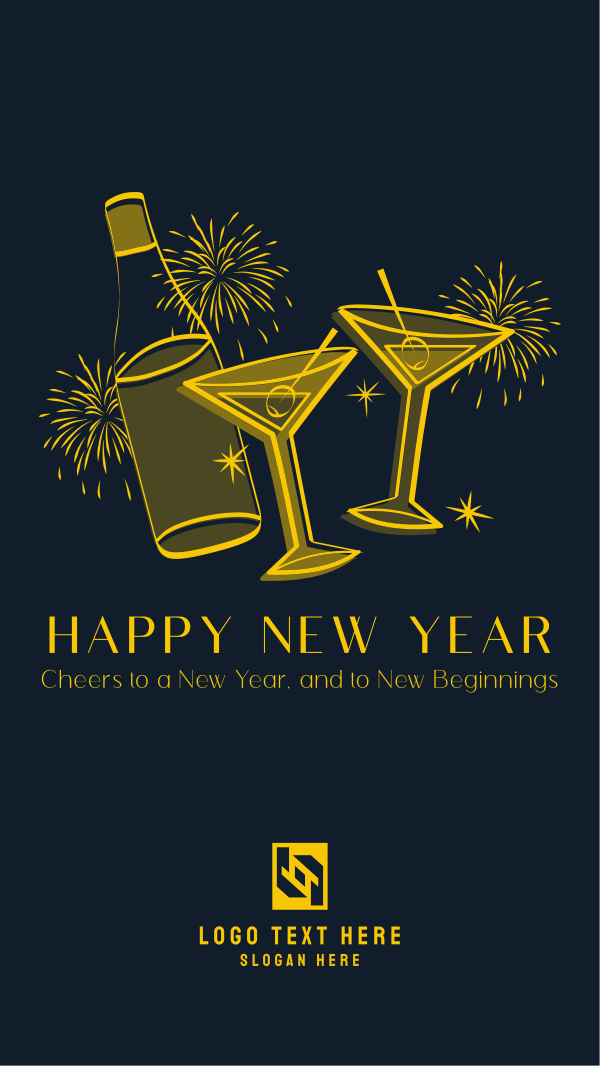 New Year Cheers Instagram Story Design Image Preview