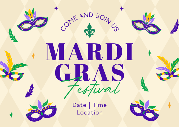 Mardi Gras Festival Postcard Design